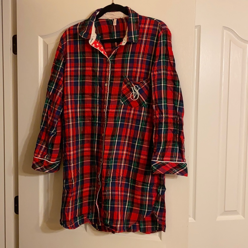 Red and green plaid pj dress